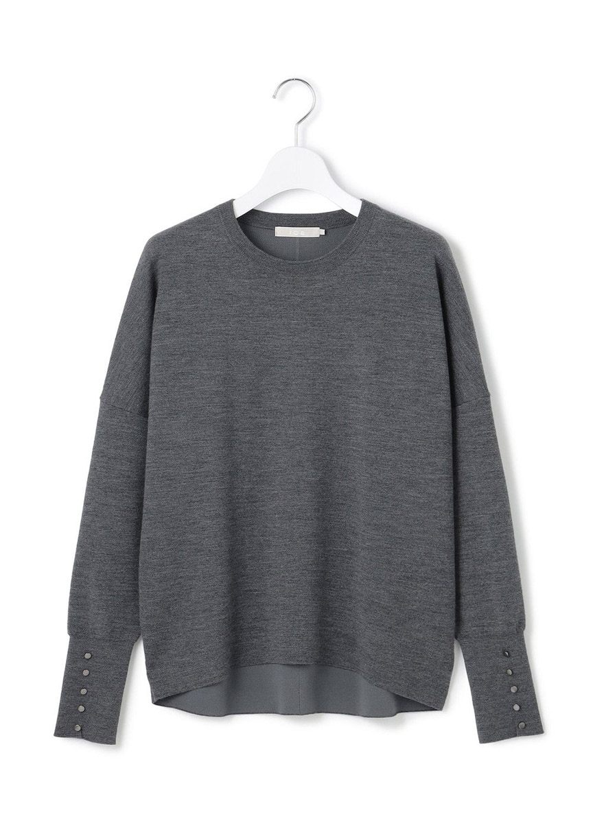 壓縮羊毛落肩針織上衣